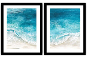 Pastel coastal floral diptych artwork for elegant bedroom decor