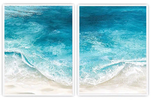 Pastel coastal floral diptych artwork for elegant bedroom decor