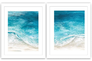 Pastel coastal floral diptych artwork for elegant bedroom decor