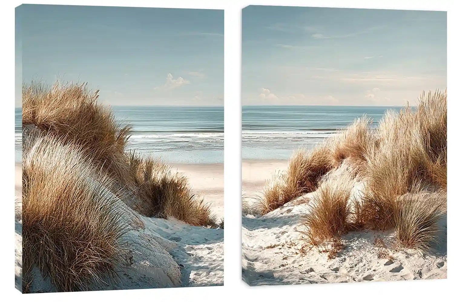 Soft coastal sand dune canvas art for airy modern bedroom decor.