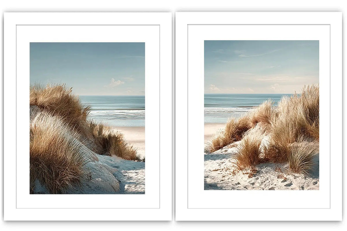 Soft coastal sand dune canvas art for airy modern bedroom decor.