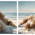 Soft coastal sand dune canvas art for airy modern bedroom decor.