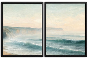 Seafoam wave diptych canvas for living room