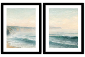 Seafoam wave diptych canvas for living room