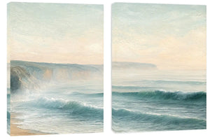 Seafoam wave diptych canvas for living room