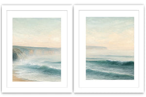 Seafoam wave diptych canvas for living room