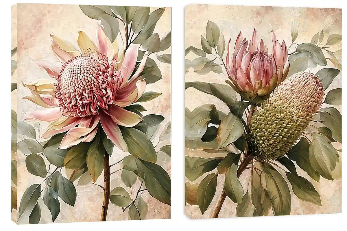 Protea floral botanical canvas art