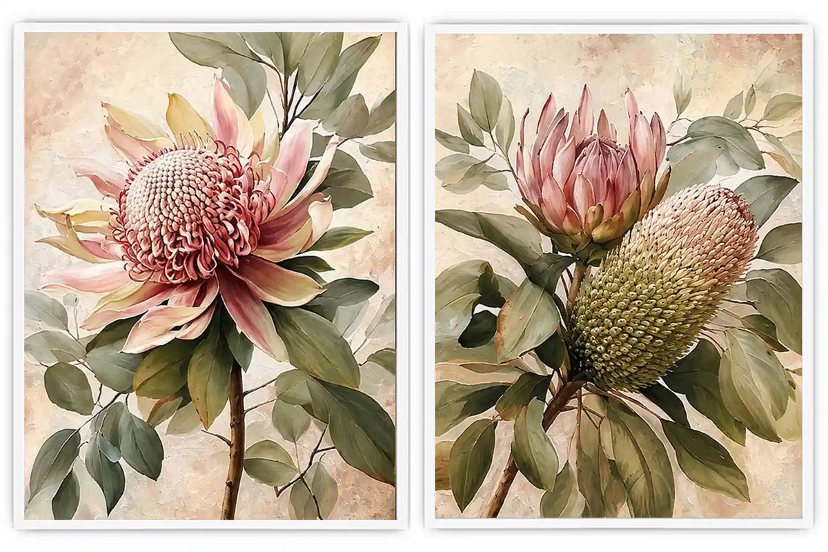 Protea floral botanical canvas art