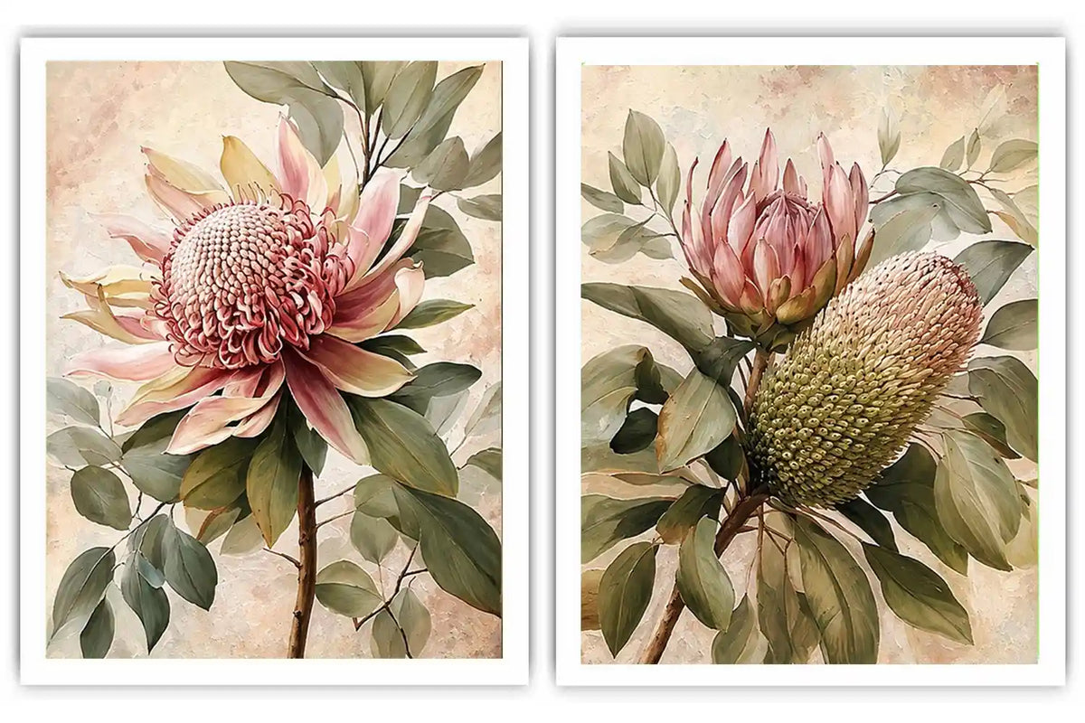 Protea floral botanical canvas art