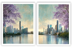 Jacaranda waterscape artwork for living room