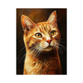 Warm orange cat portrait canvas art for cozy bedroom or living room decor.