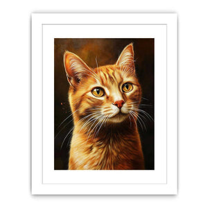 Warm orange cat portrait canvas art for cozy bedroom or living room decor.