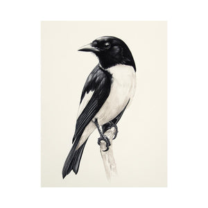 Minimal black and white songbird canvas art for refined office or hallway decor.