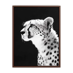 Black and white cheetah portrait wall art for modern office or living room decor.