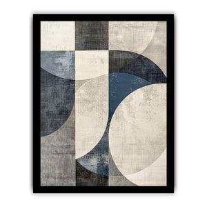 Blue gray geometric abstract canvas art for modern office or living room decor.