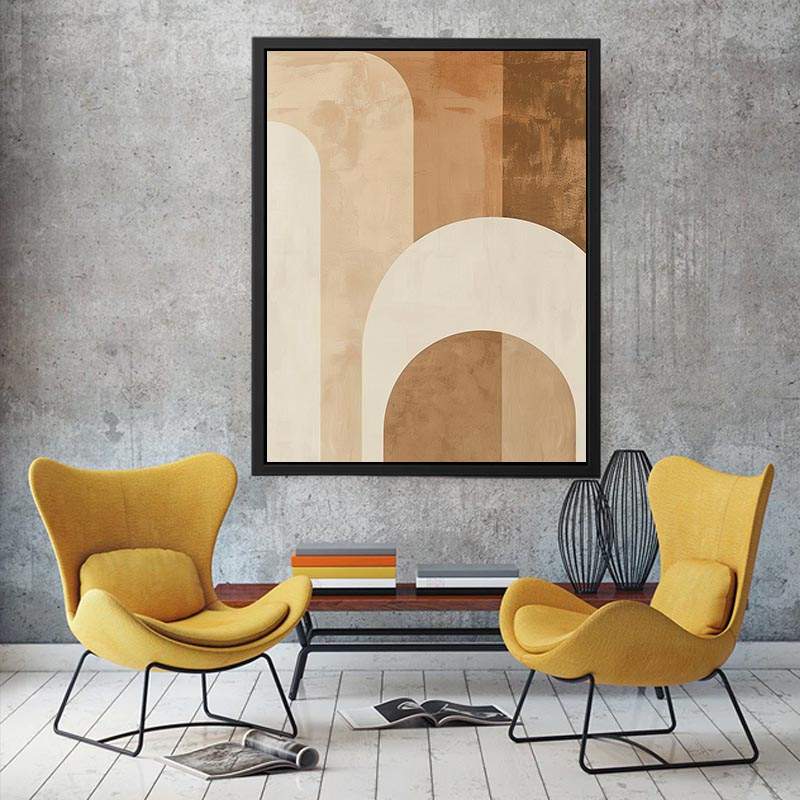 Neutral abstract arches canvas art with warm beige tones for minimalist home decor.