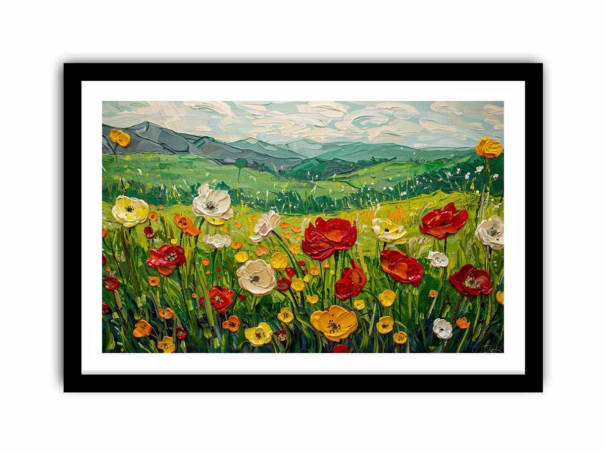 wildflower meadow canvas art for cheerful country living room decor.