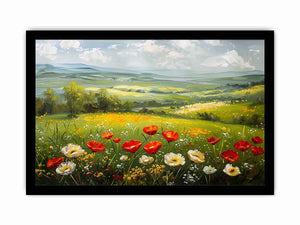 poppy meadow canvas art for peaceful living room decor.
