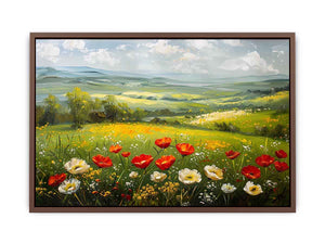 poppy meadow canvas art for peaceful living room decor.