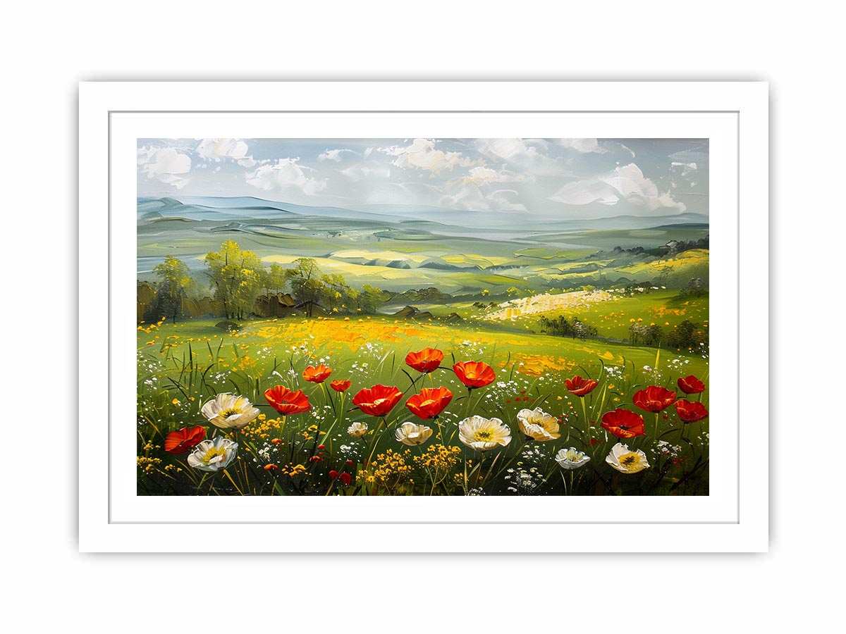 poppy meadow canvas art for peaceful living room decor.