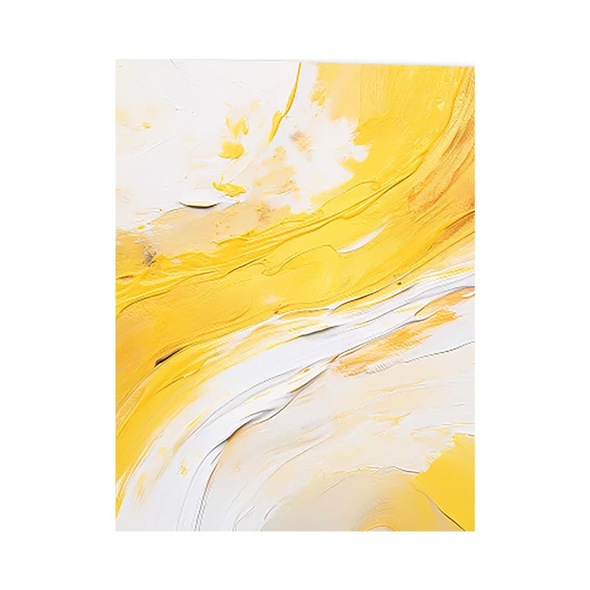Yellow and white abstract canvas art for bright modern living room decor.
