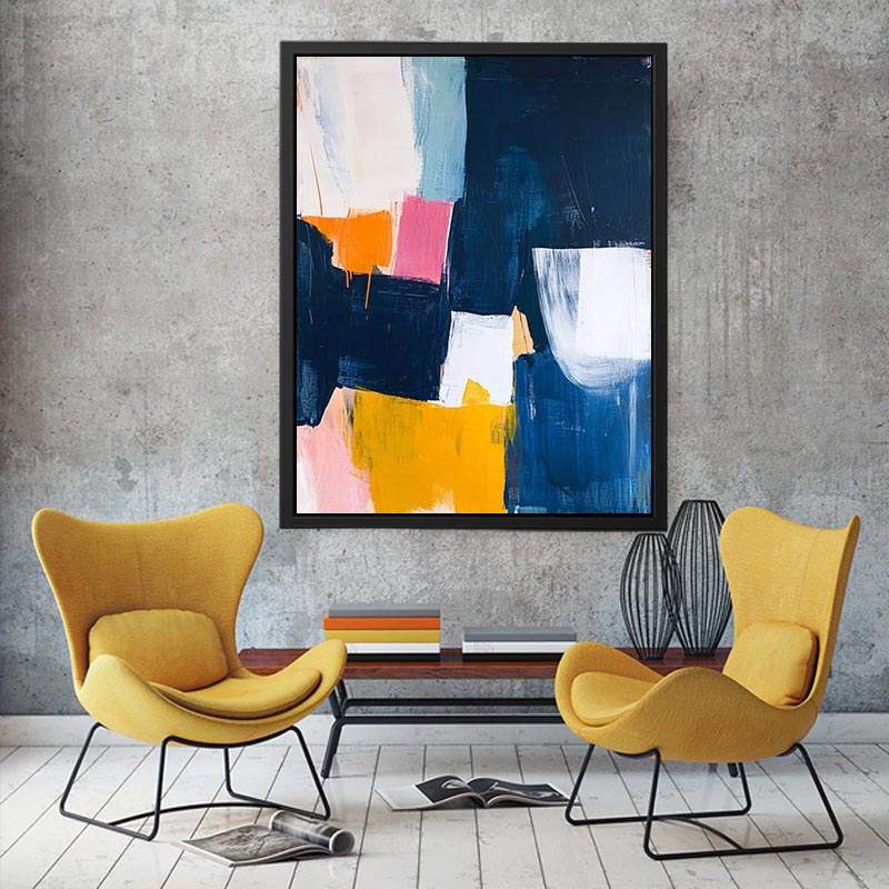 Abstract modern color block artwork for contemporary office decor