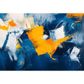 Blue and gold abstract painting for luxury living room decor