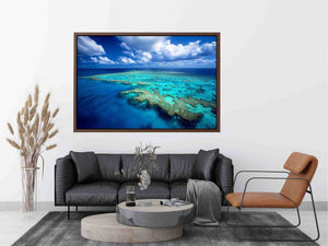 Aerial ocean reef photography for coastal bedroom decor