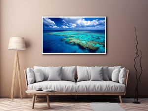 Aerial ocean reef photography for coastal bedroom decor