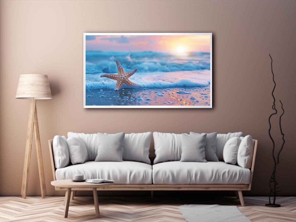 Starfish beach photography for serene coastal bedroom decor