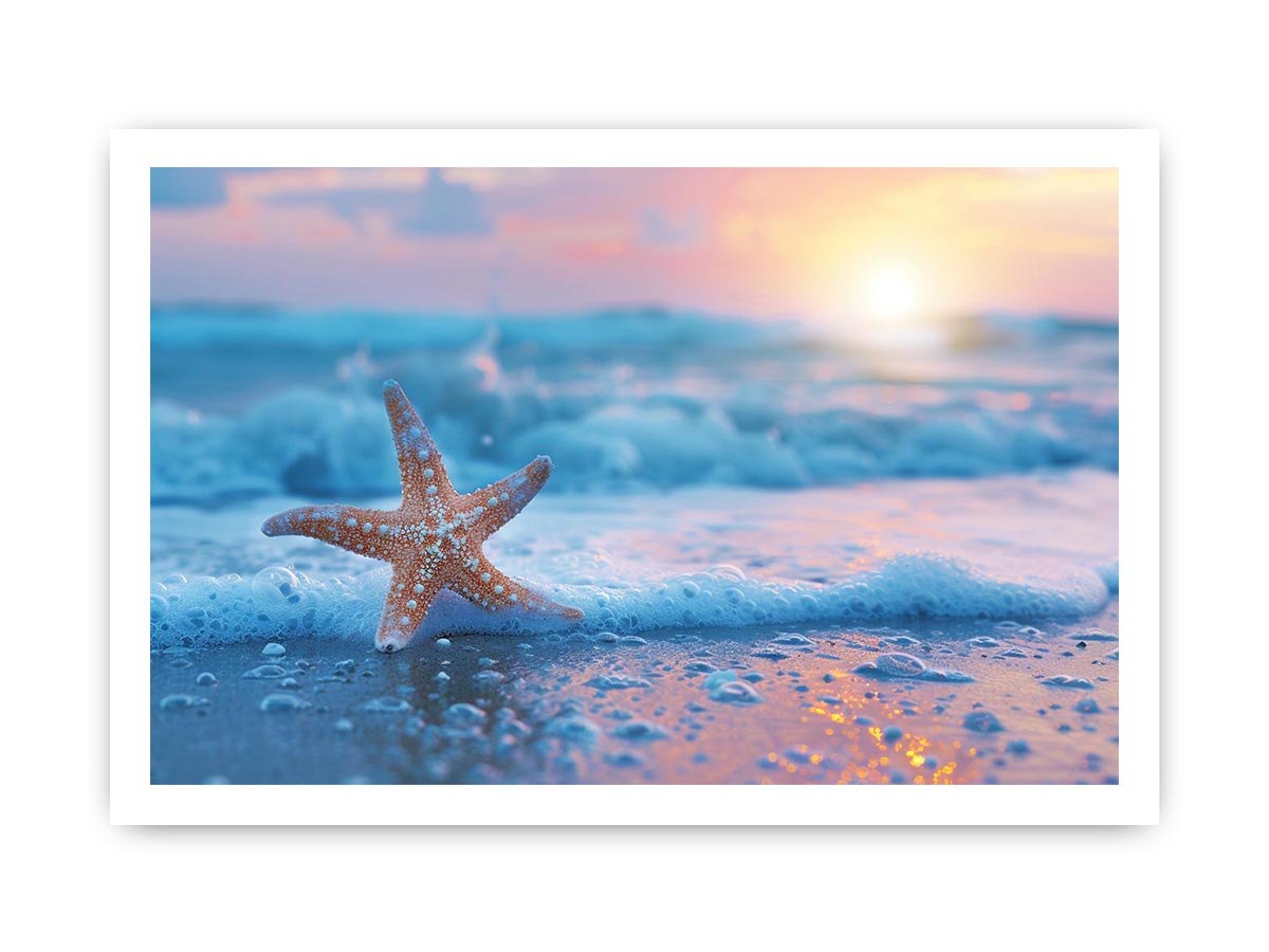 Starfish beach photography for serene coastal bedroom decor
