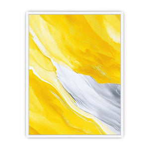 Yellow marble abstract canvas art for modern interiors