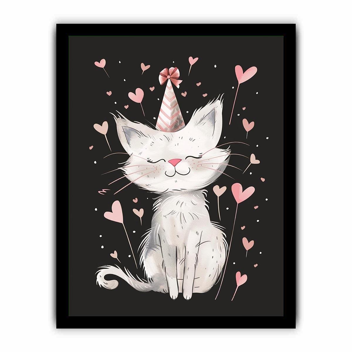 Cute cat illustration for kids room wall decor