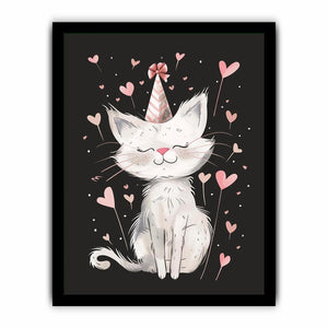 Cute cat illustration for kids room wall decor