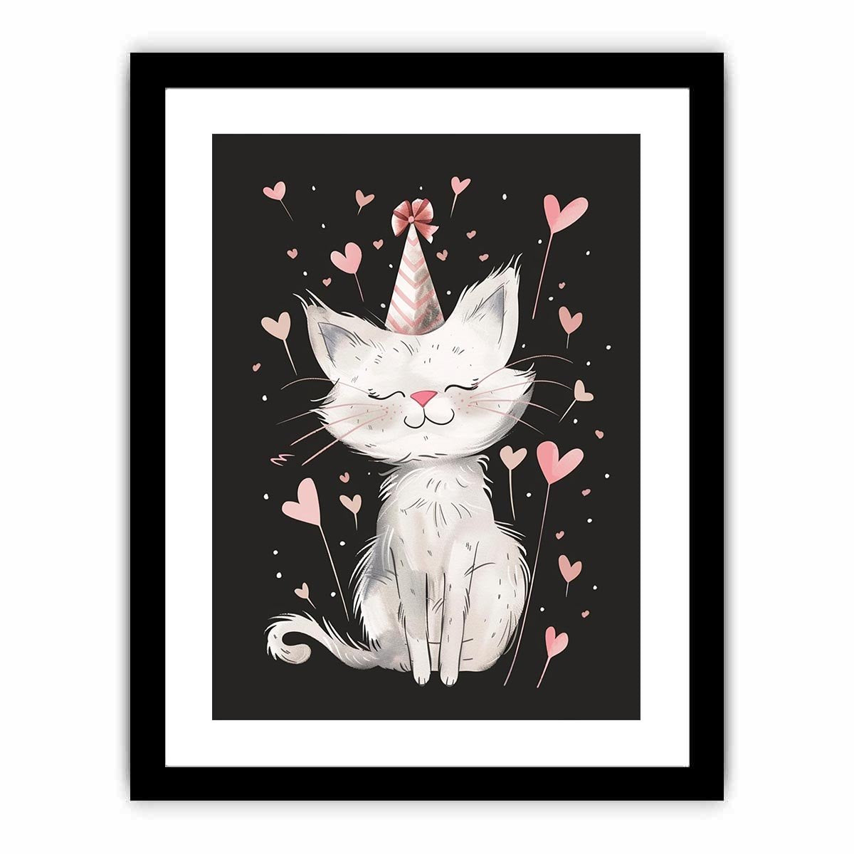 Cute cat illustration for kids room wall decor