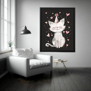 Cute cat illustration for kids room wall decor