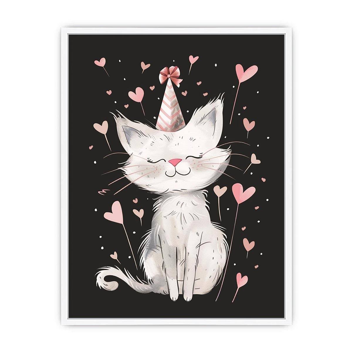 Cute cat illustration for kids room wall decor