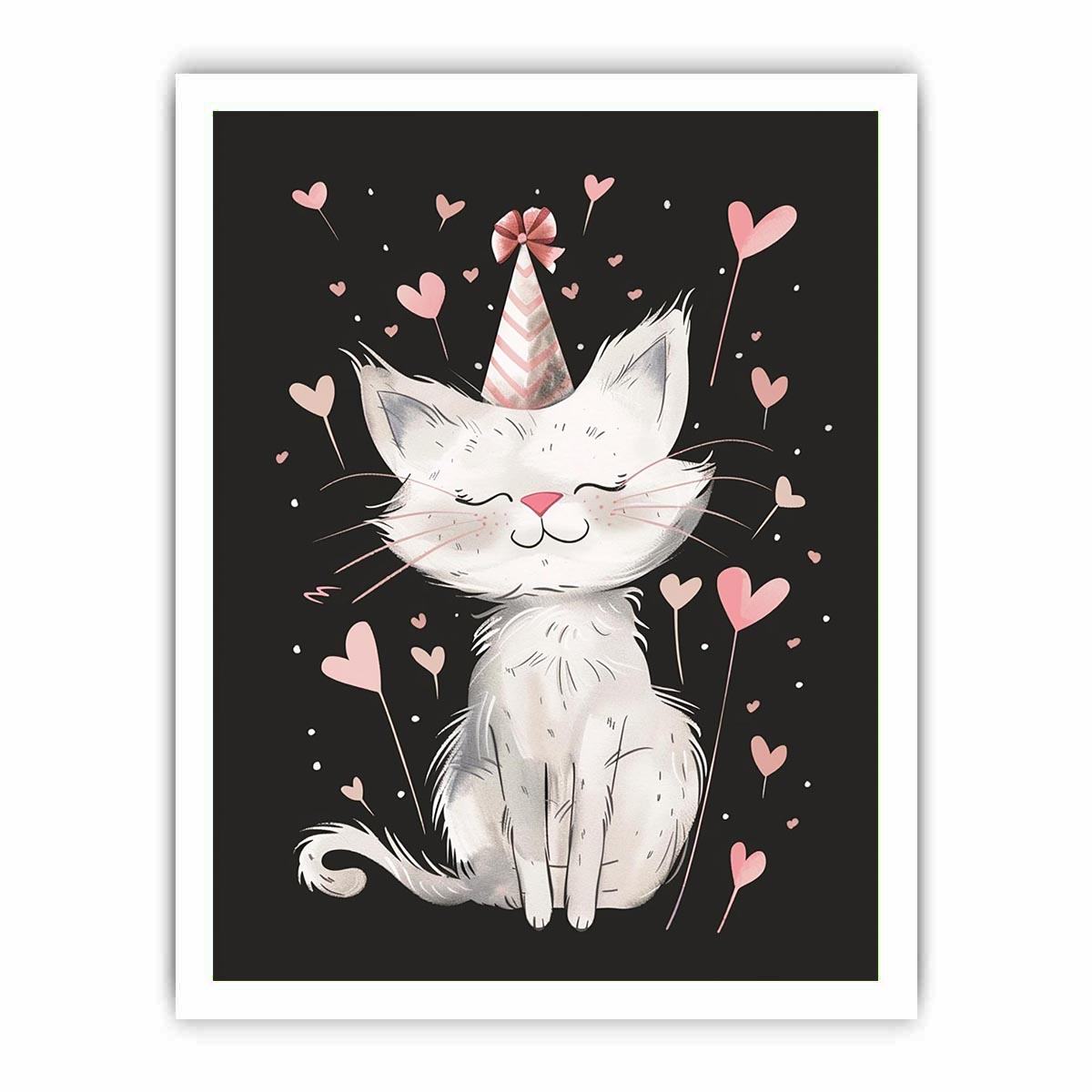 Cute cat illustration for kids room wall decor