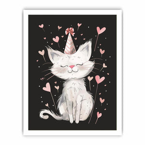 Cute cat illustration for kids room wall decor