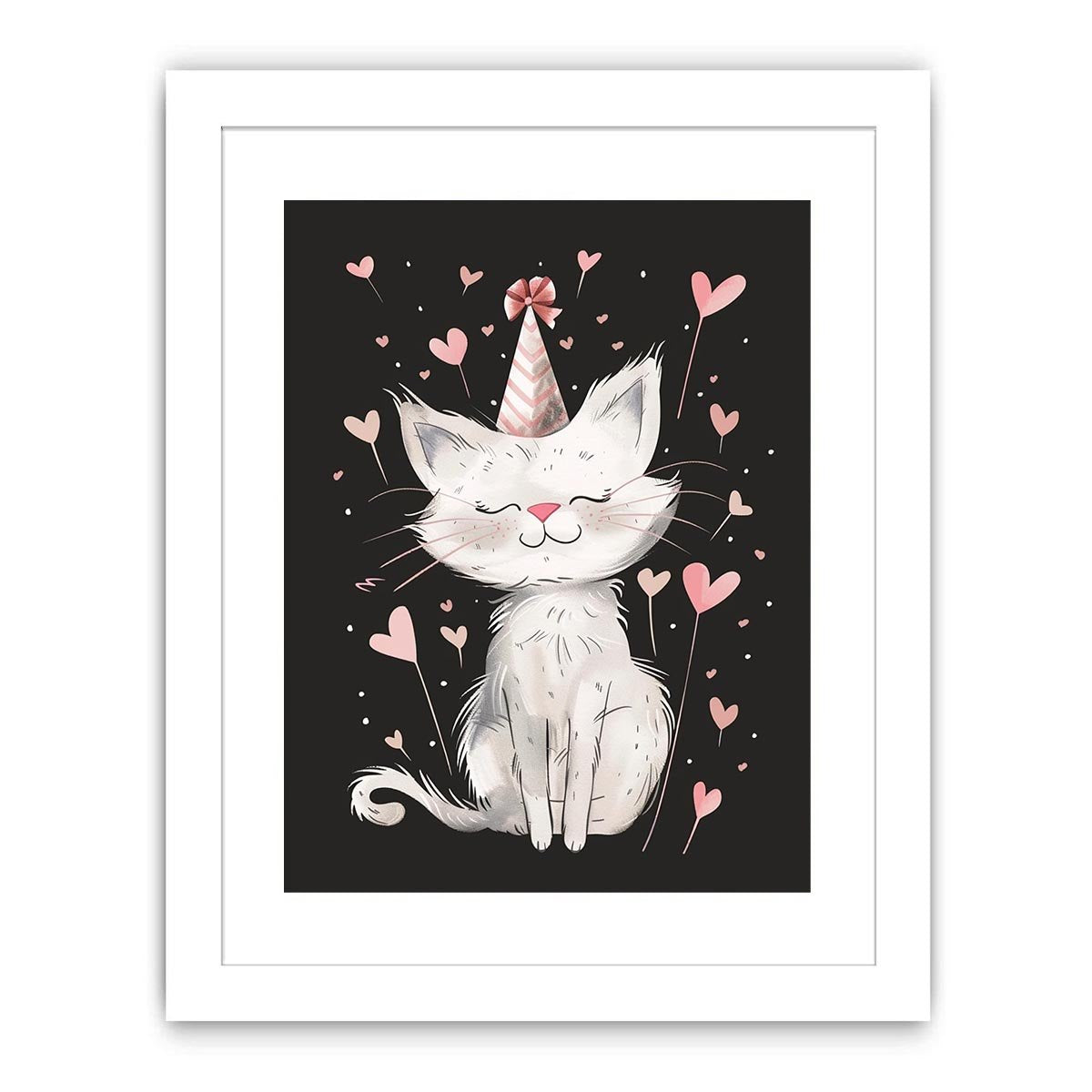 Cute cat illustration for kids room wall decor