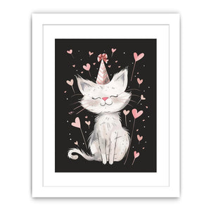 Cute cat illustration for kids room wall decor