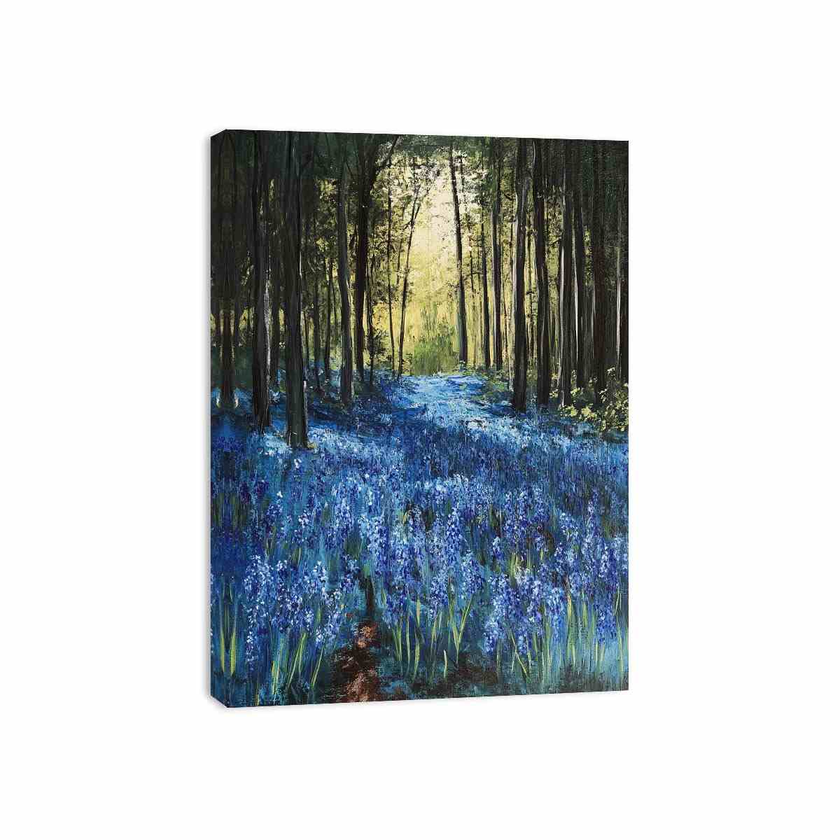 Bluebell forest landscape artwork for nature inspired decor
