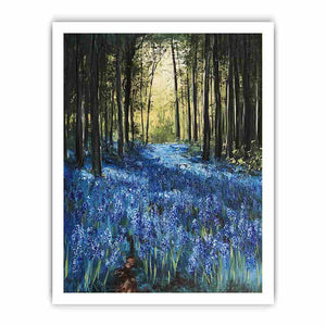 Bluebell forest landscape artwork for nature inspired decor