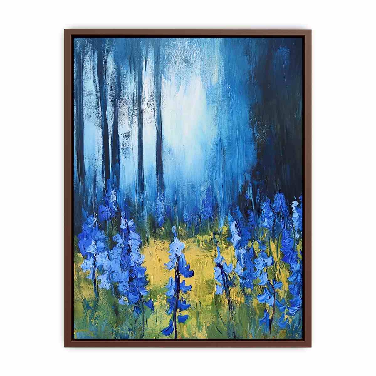 Blue floral landscape canvas art for peaceful interiors