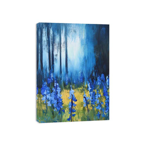Blue floral landscape canvas art for peaceful interiors