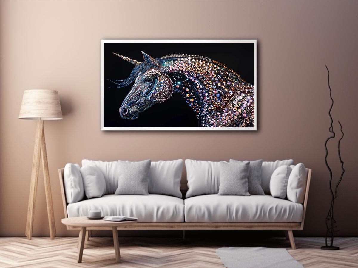 Crystal unicorn artwork for fantasy themed wall decor