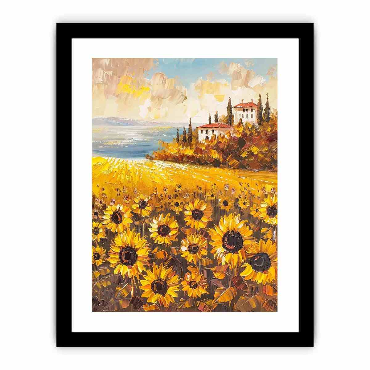 Sunflower field artwork for bright kitchen wall decor