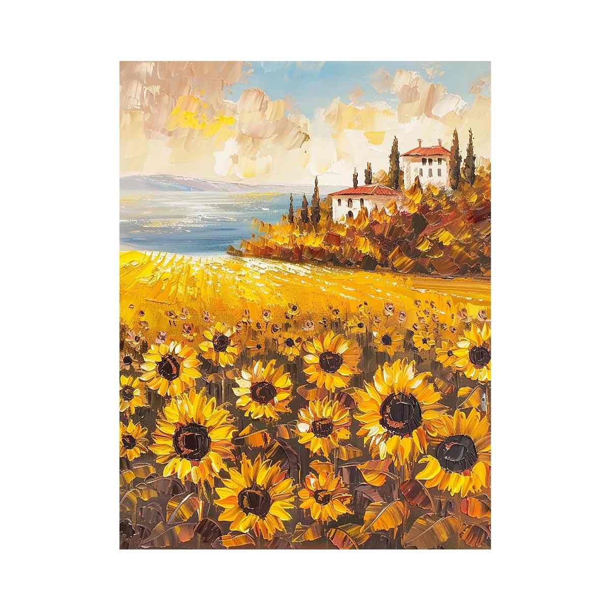 Sunflower field artwork for bright kitchen wall decor