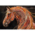 Decorative horse portrait canvas art with jeweled details for luxury interiors