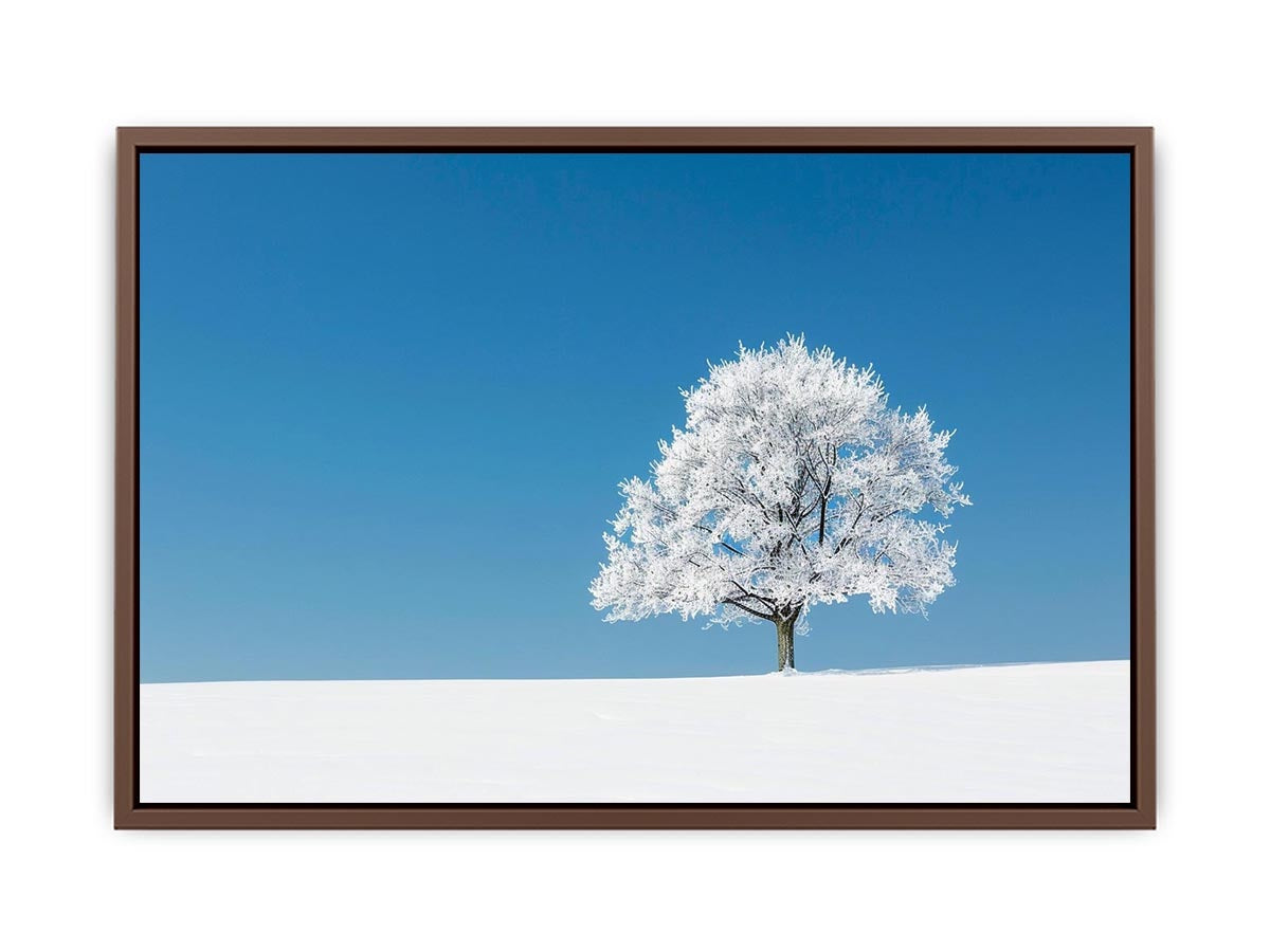 Minimal winter tree canvas art for serene modern living room decor